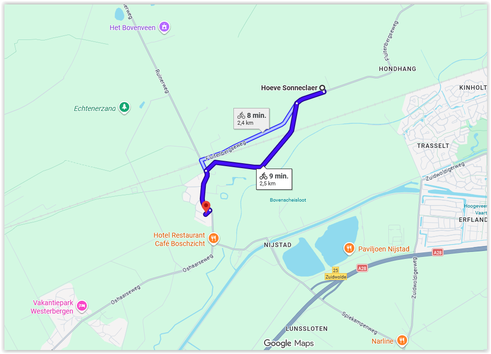 fietsroute naar echten